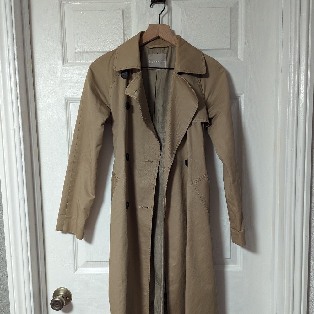Everlane Draped Khaki Trench Coat Size XXS